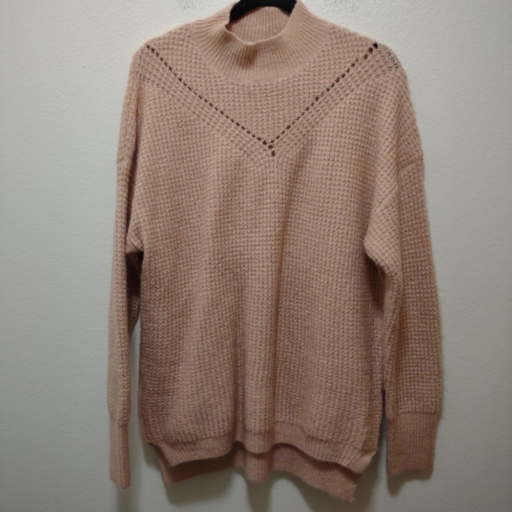 Main Strip Blush Pink Mock Neck Sweater